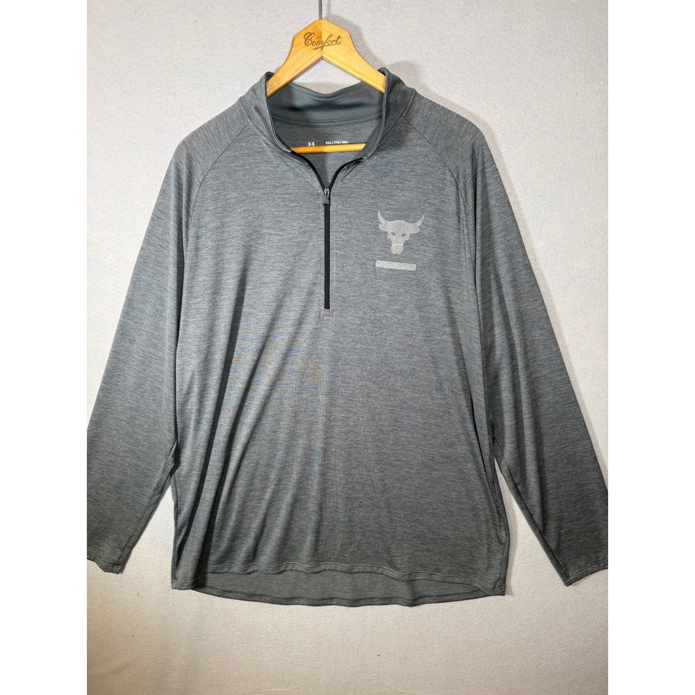 Under Armour Project Rock HeatGear Mens XXL Gray 1/4 Zip Pullover Brahma Bull